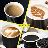 Zuvo 8 oz Takeaway Coffee Cups with Lids Ripple Kraft Pack of 50 Black view 7