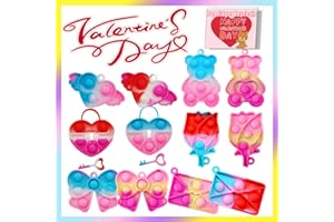 ONKULL 12 Packs Valentine’s Day Pop Fidget Toys Bulk Its Party Favors, Mini Colored Pop, Multi-Shape Stress Relief Fidget Toys for Kids Valentine's Party Favors and Classroom Gift Exchange