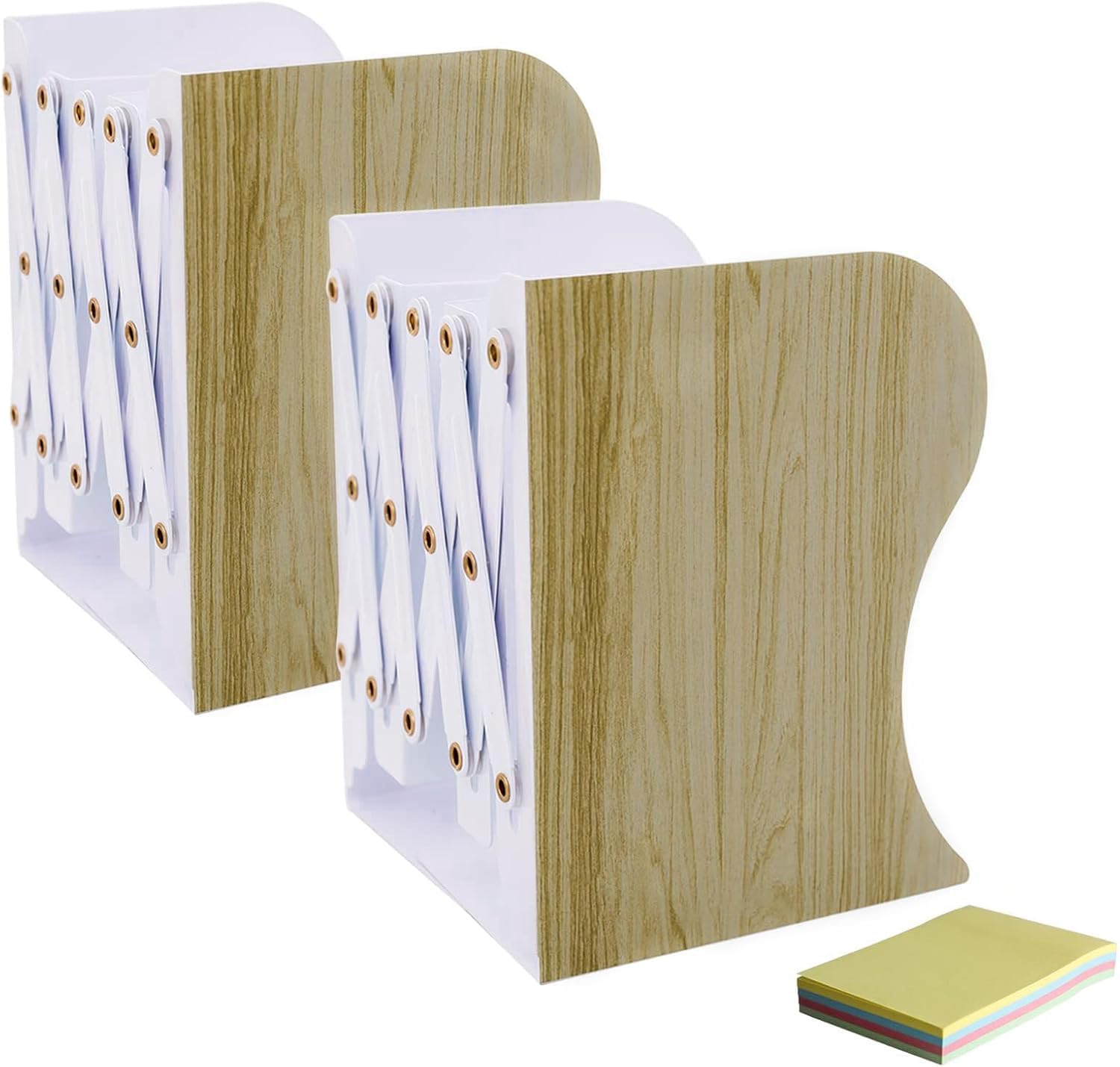 DIFIT 2 Pieces Book Ends, Adjustable Bookends, Non-Skid Heavy Duty Book Ends for Shelves, Wood Grain Metal Bookends, Decorative Books End, Office Accessories for Library Home Classroom School Office