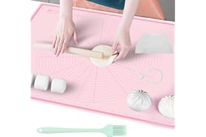 Silicone Baking Mat 32" x 24", Extra Thick Non-Stick Pastry Mat with Measurements and Edge Heightening, Food Grade Silicone f