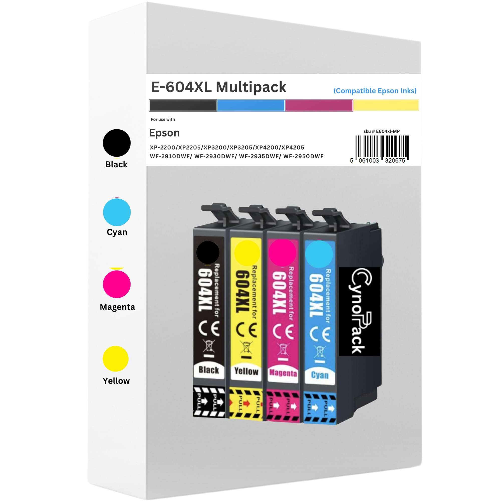Cynopack 604XL Compatible Epson Ink Cartridges Multipack for Epson Expression Home XP2200 XP2205 XP3200 XP3205 XP4200 XP4205 Workforce WF2910DWF WF2930DWF WF2935DWF WF2950DWF