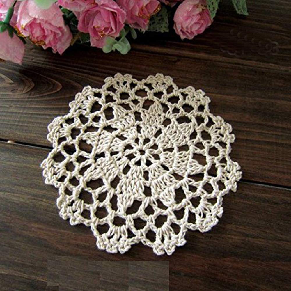 Lace Table Placemats,4 Inch 8PCS Handmade Round Crochet Doilies White