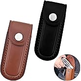 2 Pack Pocket Knife Sheath, Multitool Sheath, Leather Knife Sheath Holster with Belt Loop, Snap Fastener Hunt Holder Pocket for Travel Multi Tool Case Belt Hiking Pouch Holster