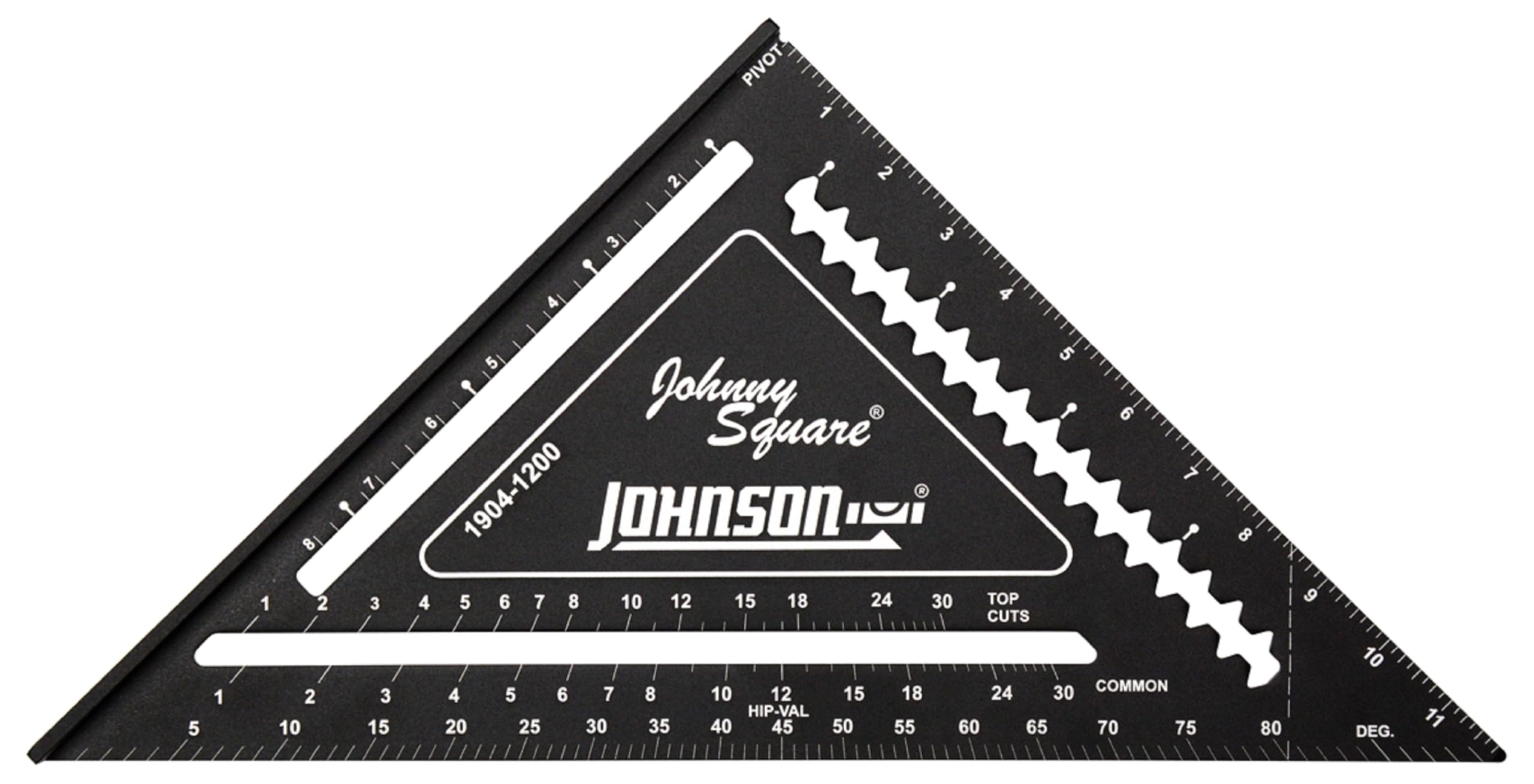 Johnson Level & Tool 1904-1200 Johnny Square Professional Easy-Read Aluminum Rafter Square, 12", Black, 1 Square