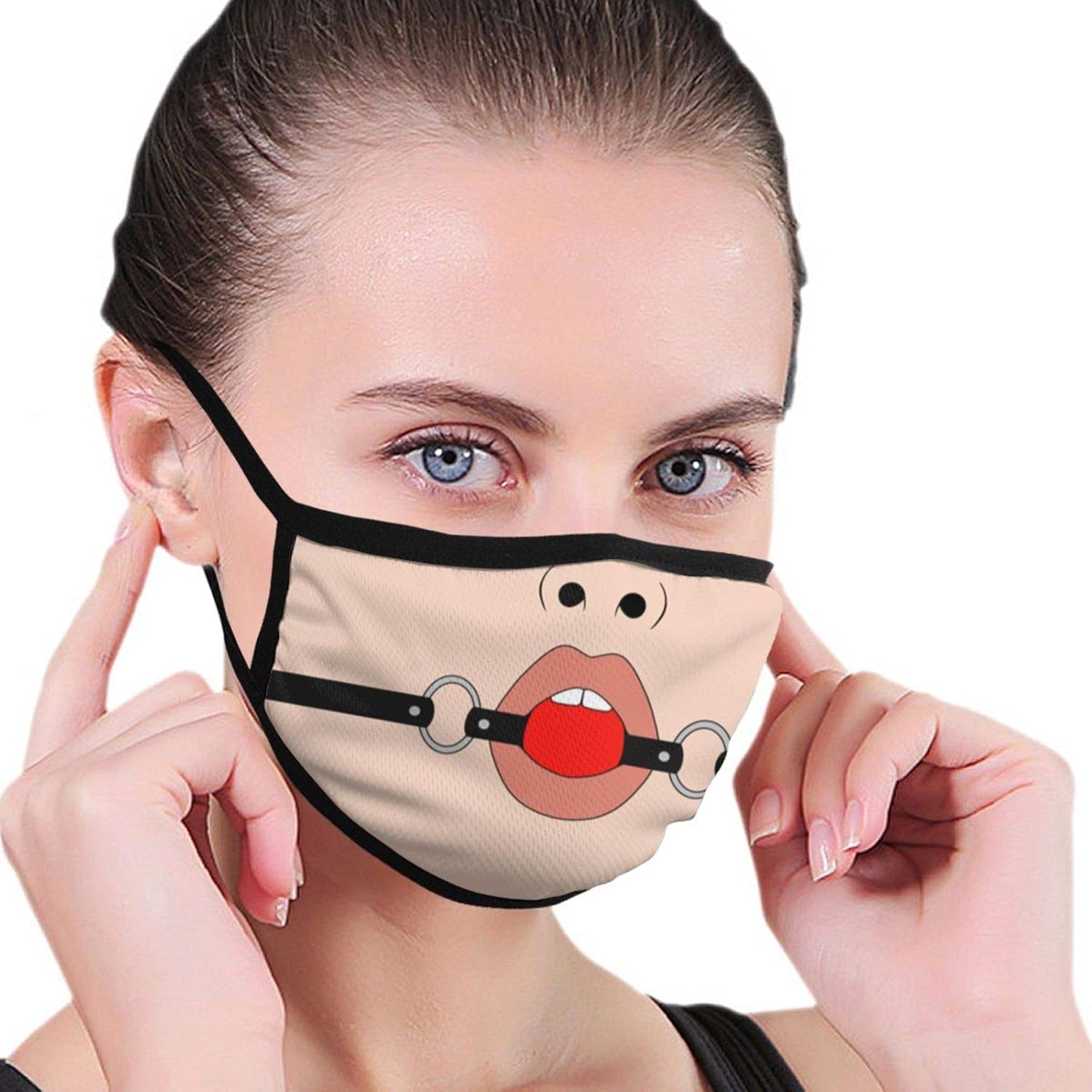 Reusable Ball Gag Funny Mouth Face_Mask Cover Scarf Mouth Guard Nose