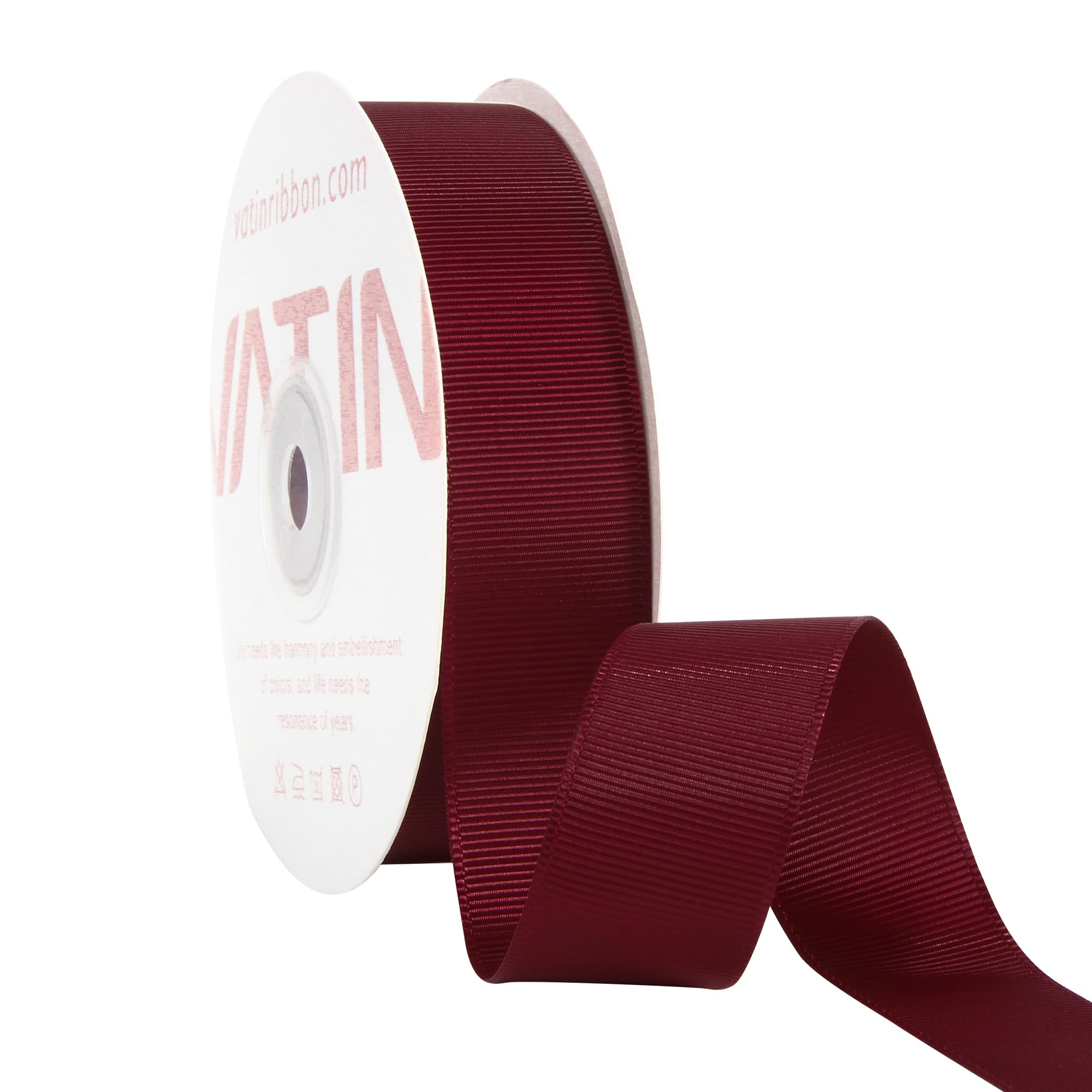 VATIN 25 mm Burgundy Grosgrain Ribbon 23 Metres Perfect for Wedding Decor, Wreath, Baby Shower,Gift Package Wrapping and Other Projects