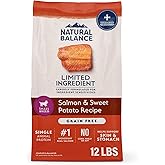 Natural Balance Limited Ingredient Grain Free Salmon & Sweet Potato Dry Dog Food for Small Breed Adults, Sensitive Stomach, 12 lb