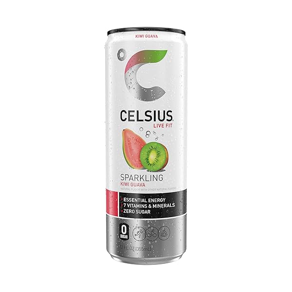 CELSIUS SPARKLING KIWI GUAVA, FUNCTIONAL ESSENTIAL ENERGY DRINK 12 FL OZ (PACK OF 12)