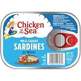 Chicken of the Sea Sardines in Water, 3.75 Ounce Can (Pack of 1), Wild Caught Canned Sardines, Highly Nutritious