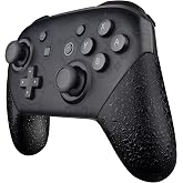 eXtremeRate Textured Black Replacement Handle Grips for Nintendo Switch Pro Controller, 3D Splashing DIY Hand Grip Shell for Nintendo Switch Pro - Controller NOT Included