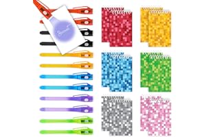 HeroFiber 12 Invisible Ink Pen with UV Light and 12 Pixels Notebook Set. Party Favors for Kids 8-12, Escape Room Party Favors, Goodie Bag Stuffers for Kids 8-12, Spy Party Favors