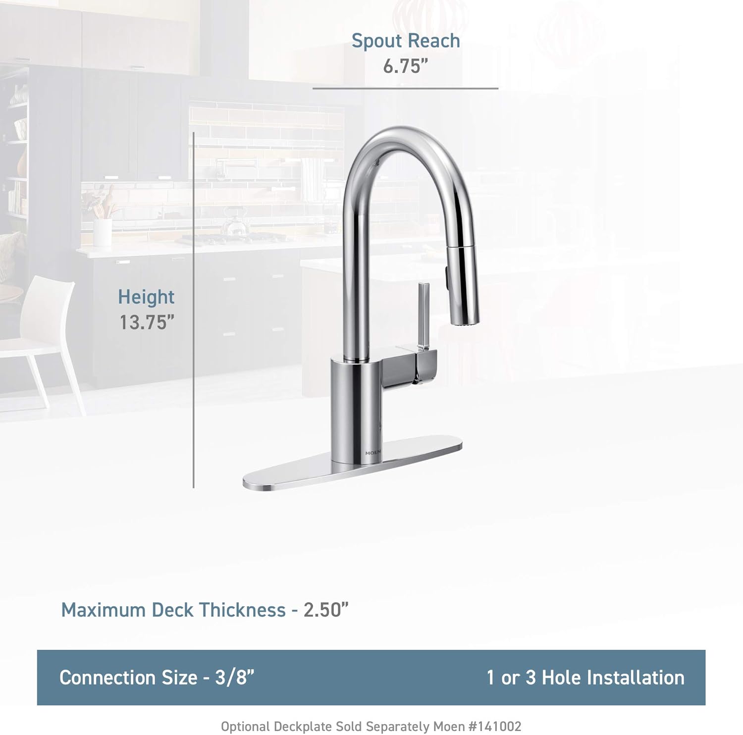 Moen 5965BG Align One-Handle Pulldown Bar Faucet with Power Clean featuring Reflex, Brushed Gold - - 