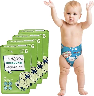Mum & You Premium Dry Baby Nappy Pants Size 6 72 Count 4 Packs 18