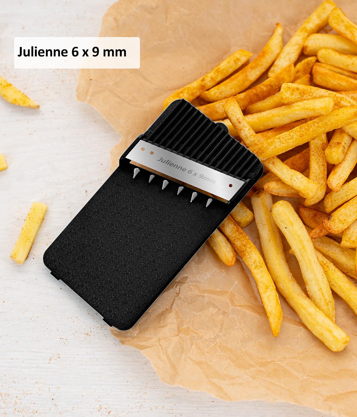 Genius Gemüseschneider Nicer Dicer Mando 12tlg., Gemüsehobel, Gemüse Schneider, Gurkenhobel, Mandoline Vegetable Chopper mit 6 austauschbaren Klingen, Küchenhobel (Rot-Grau) 6