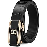 GOTOANT Men's Belt Leather Click Groove Belt Crocodile Designer Dress Casual