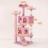 Yaheetech 138.5cm Cat Tree Tower Multilevel with Condos Sisal Posts Pink view 8