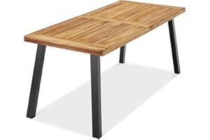 Best Choice Products 6-Person Indoor Outdoor Acacia Wood Dining Table, Picnic Table w/Powder-Coated Steel, 350 Pound Capacity Legs - Natural