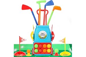 BELLOCHIDDO Toddler Golf Set - Kids Golf Clubs with 8 Balls, 4 Golf Sticks, 2 Practice Holes ＆ a Putting Mat, Indoor & Outdoor Ball Game Play Set Sport Toys Gift for 3 4 5 6+ Year Old
