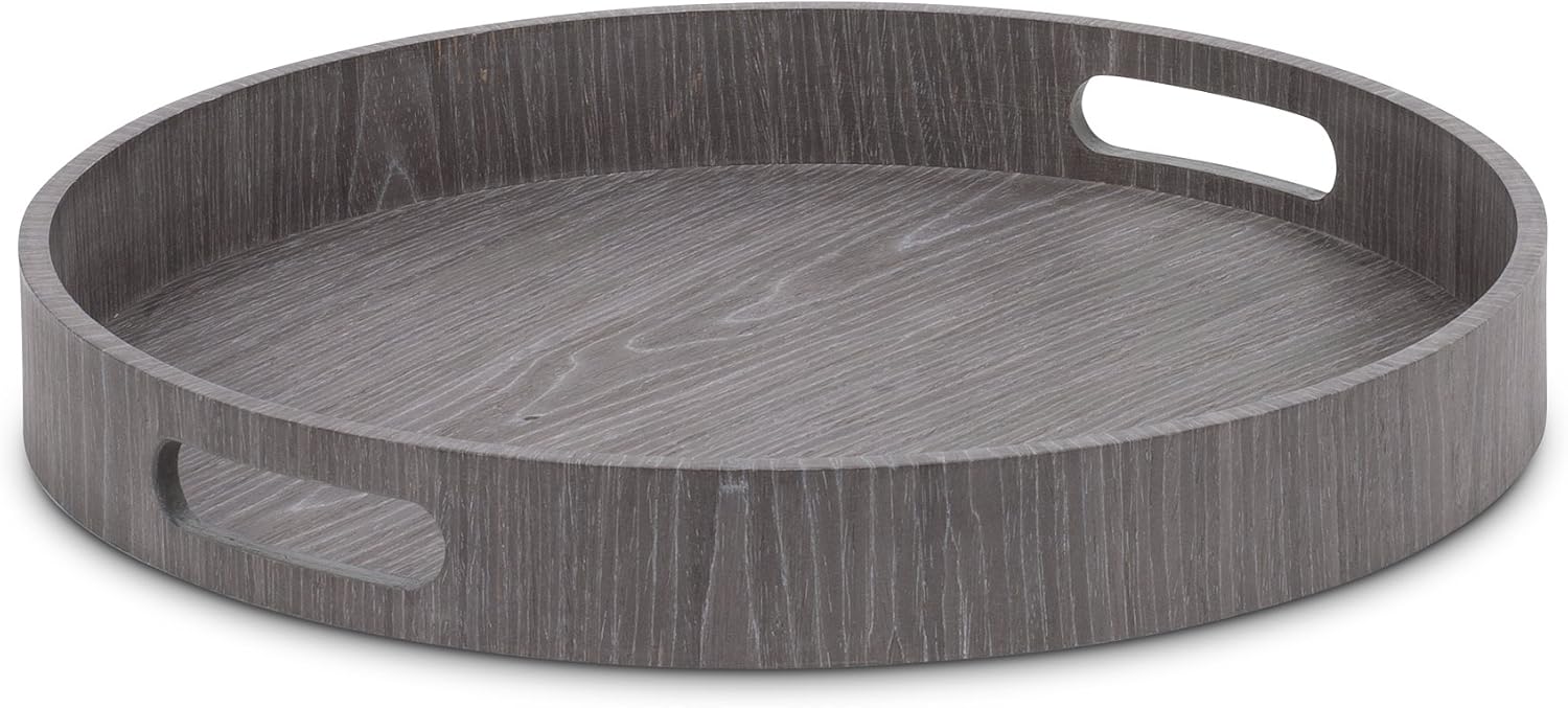 Abbott Collection Large Dark Grey Round Tray, L Amazon.co.uk Kitchen