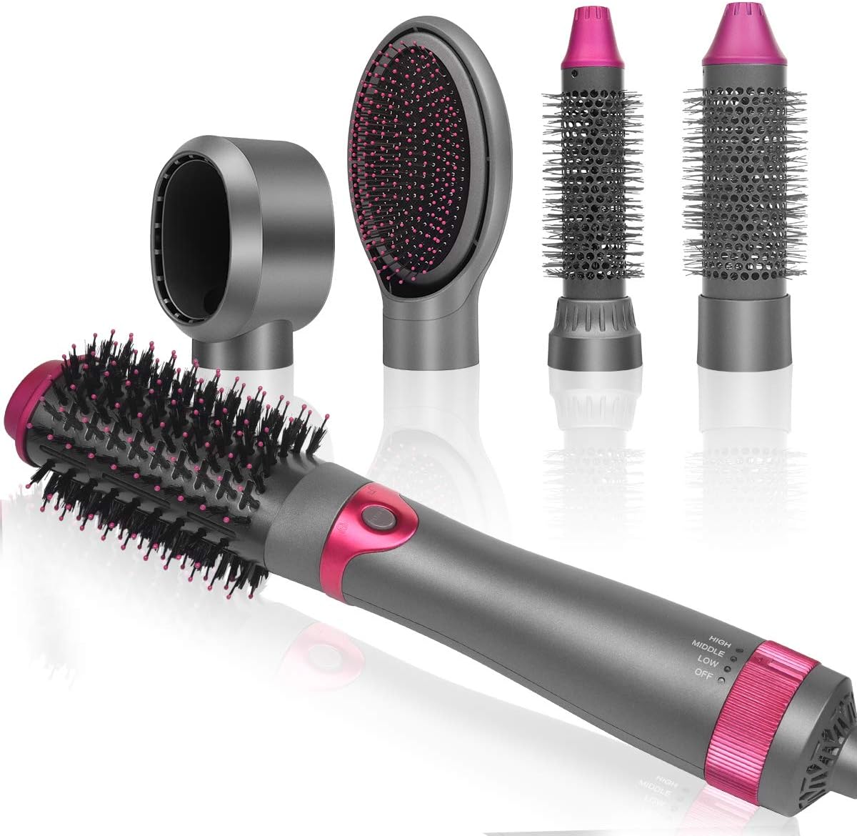 TIMLand 5-in-1 Hot Air Brushes for Hair Styling, Ionic Hair Dryer Brush,Hair Straightener&Curly Hair Comb,Big Hair Care Hot Air Styler With Temperature and Wind Speed Adjustment