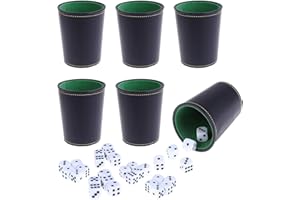 BAMBOO'S GROCERY LOKII Leather Dice Cup, Quite Felt-Lined Interior, 6 Shaker Cups and 30 Dot Dices, one Carry Bag (Black and Green)