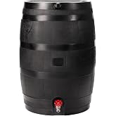 RTS Home Accents 50-Gallon ECO Rain Barrel Made with 100% Recycled Plastic, Flat Back Rain Water Collection Barrel, Black