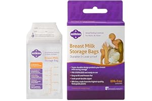 Fairhaven Health Milkies Breast Milk Storage Bags, 50 Count, Presterilized and BPA Free, No Leak and No Break, Easy to use, Freeze up to 6 Ounces
