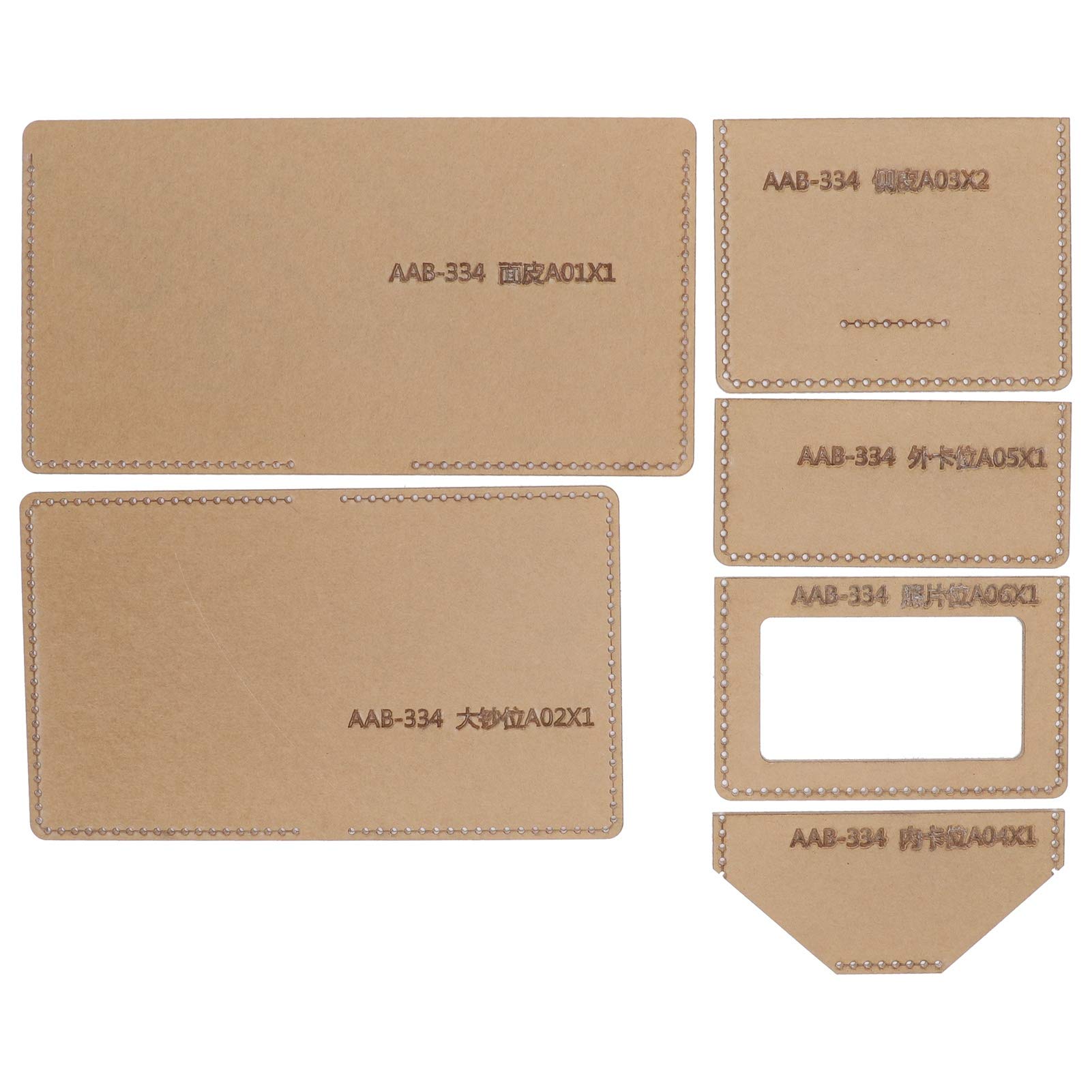 6pcs Acrylic Template, Short Wallet Pattern Clear Stencil Mould for DIY Hand-Made Leather Crafts Tool