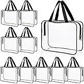 SynHHergyx 10 Pack Large Clear Makeup Bag Clear Toiletry Bag with Zipper and Handle Travel Cosmetic Tote Pouch PVC Plastic Zipper Case Organizers