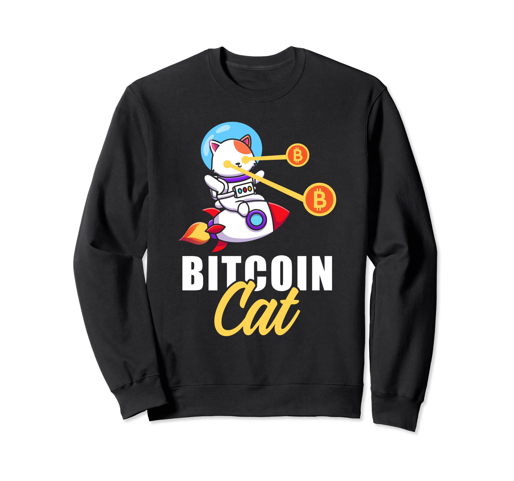 Rocket Bitcoin Cat Laser Eyes Coins Cryptocurrency Astronaut Sweatshirt