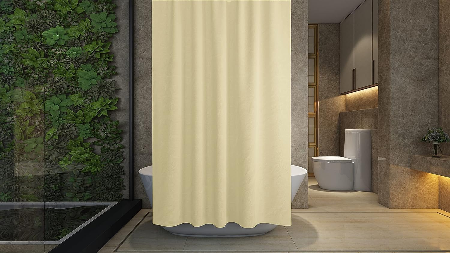 Shower Curtain - Made of PEVA, Water Repellent, Mildew Resistant, 180x180cm, 71x71inch, Rail Hooks,Feather Light, Ultra-Thin, Wet Rooms, Shower, Bath, Plain, Vibrant Colours (Magnolia)