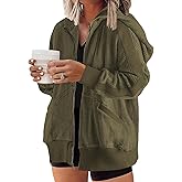 Eytino Womens Plus Size Long Sleeve Zip Up Oversized Casual Hoodies Sweatshirt Jackets with Pockets(1X-5X)