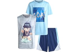 Pro Athlete Boys’ Active Shorts Set - 3 Piece Dry Fit T-Shirt, Tank Top, and Basketball Shorts - Boys' Activewear Set (8-16)