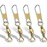 Fishing Barrel Swivels Snaps, 100pcs Snap Swivels Fishing Tackle Leader Line Lure Connector Accessories High Strength Solid Rings for Saltwater Freshwater, Black/Gold