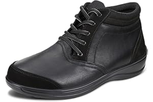 Orthofeet Women's Orthopedic Black Leather Milano Lace-Up Boots, Size 7