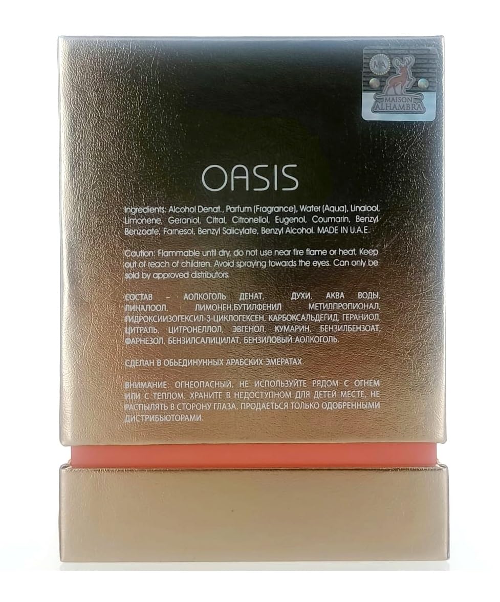 Maison Alhambra Oasis Eau de Parfum Spray for Unisex, 3.4 Ounce