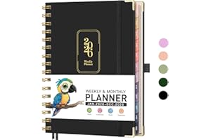 RETTACY 2026 Planner, Weekly and Monthly, Medium Size (5.7" x 8.3"), Jan - Dec 2026, Agenda, Calendar, 12 Month Tabs, Hardcover, 100 GSM Thick Paper, Spiral-bound (Black)