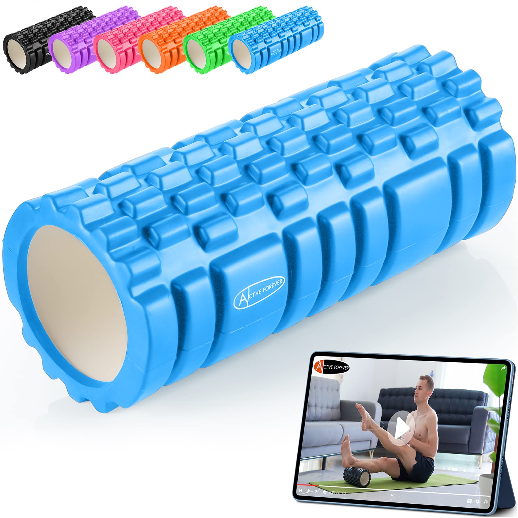 ACTIVE FOREVER Foam Roller for Deep,Massage Roller for Back,Foam Roller for Legs,Exercise Roller,Used in Verious Plases Such as Homesoffice Yoga Classes and Gyms.(Blue)