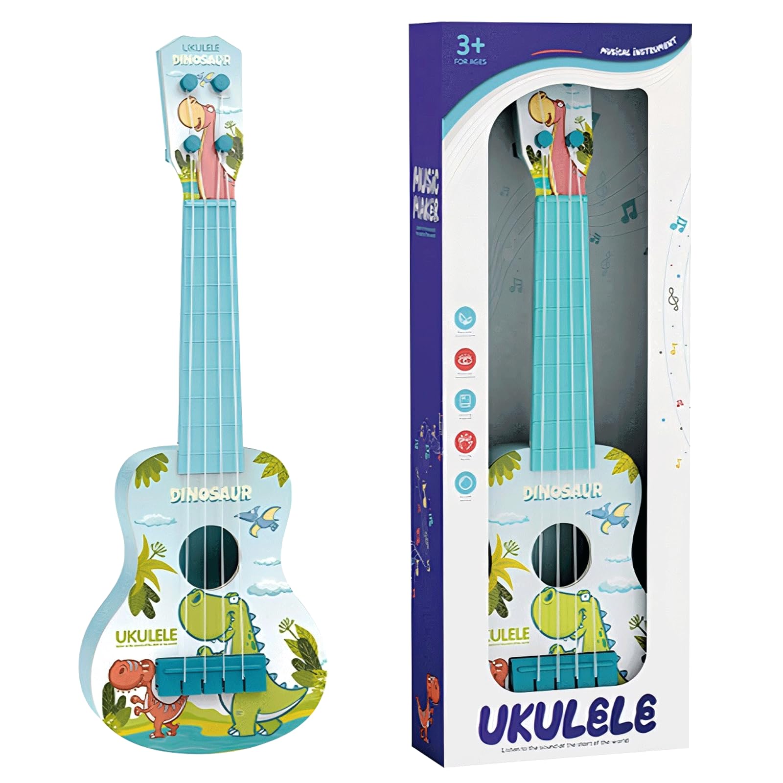 Mini Ukulele Guitar Toy 4 String for Kids, Toddler Guitar Toys Cute Dinosaur, Ukulele for Kids Musical Instrument, Ukulele Gift for Child Musicians Boys and Girls (A1)
