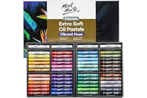 Mont Marte Extra Soft Oil Pastels 52pc, Assorted Bright Colours, Vibrant and Buttery, Versatile Art Pastels for Blending, Lay
