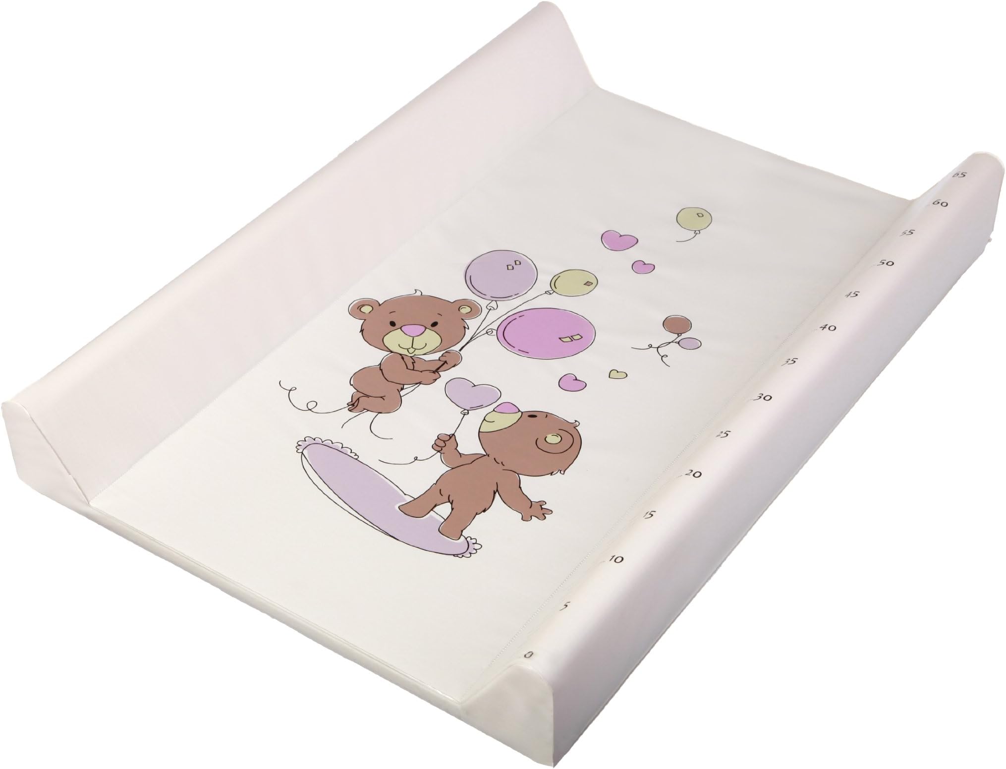 Changing Pad - Changing Mat - Changing Cover - Cotbed Changing Pad - Cot Bet Changing Mat - Changing Mat with hard base - Changing Table Top - with print and measuring growth tape in cm! Teddy Bears, PVC, 70x50 cm