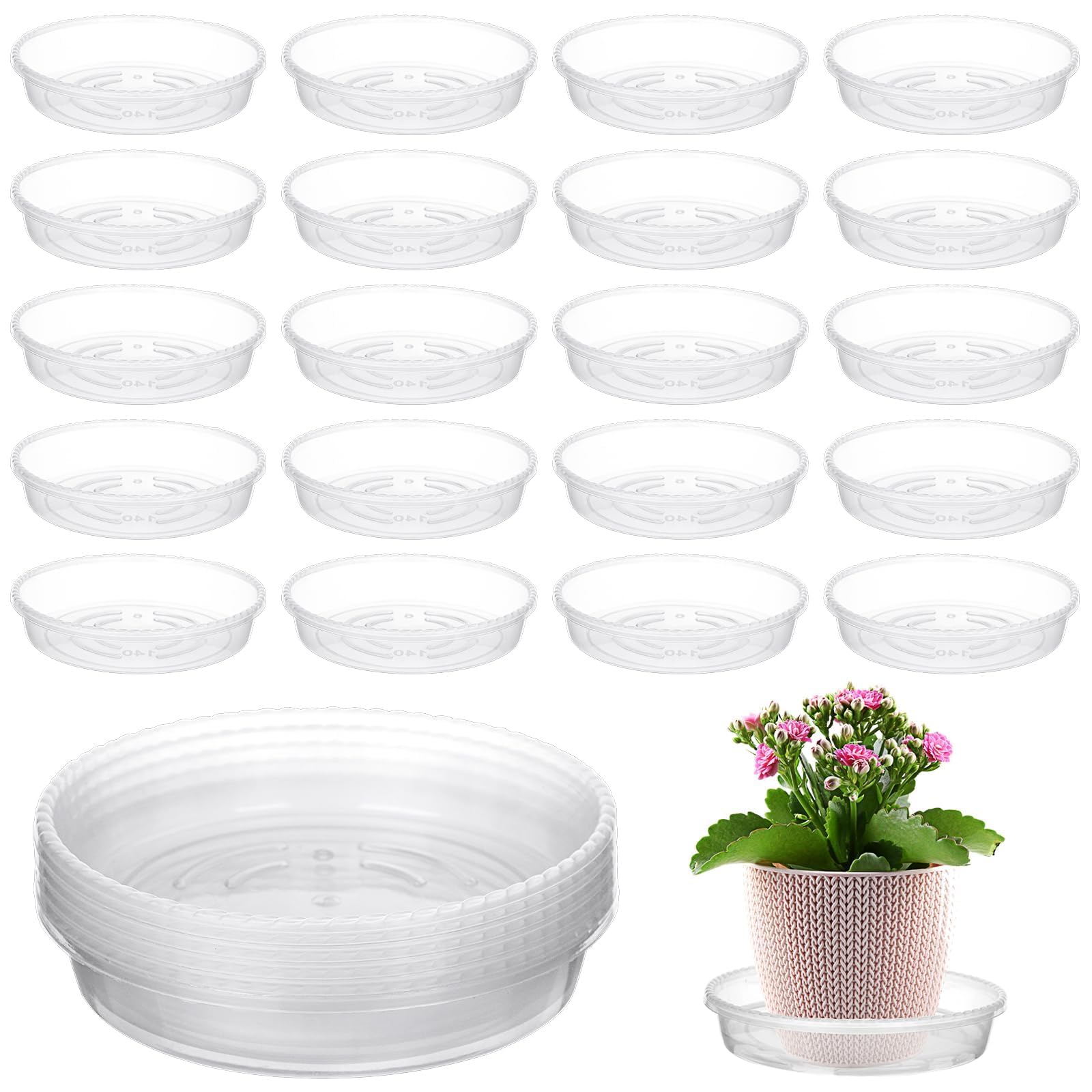 Vergissmeinnicht 30Pcs Clear Plant Saucer Plastic Plant Drip Trays Pot Saucers Plastic Thicker Plant Trays Round Plant Pot Tray for Indoor Outdoor Garden Flower Plants 4 Inch