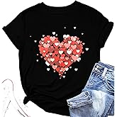 Women's Valentine Shirts Love Heart Suger Graphic Tees Cute Short Sleeve Couple Tops