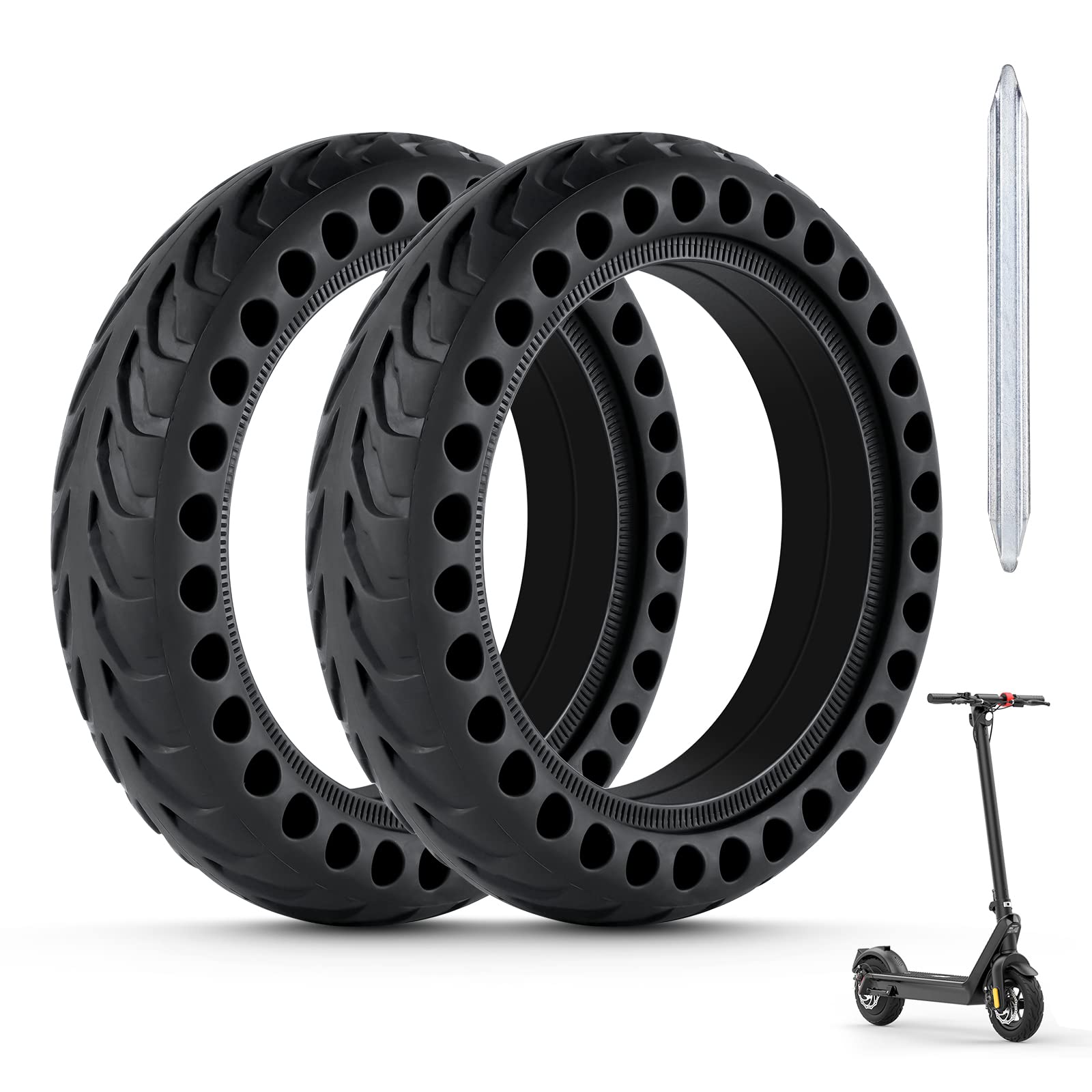 Ainiv 8.5inch Solid Tyre for Xiaomi M365/M365 Pro, Rubber Solid Scooter Tires with Aluminum Alloy Crowbar, Electric Scooters Spare Front/Rear Tire Replacement Wheel