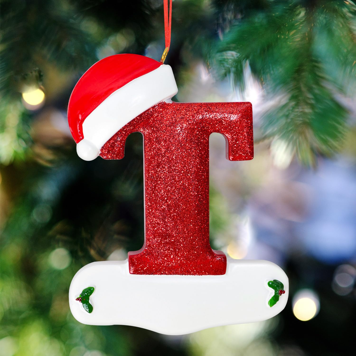 TOPWAYS 26 Letter Christmas Tree Hanging Pendant, Christmas tree decorations, Personalized DIY Christmas Ornaments, Hanging Xmas Alphabet Letters (T)