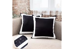 JOJOGOGO Black and White Outdoor Pillow Covers 18x18 Waterproof Set of 2 Black Outdoor Patio Throw Pillows Spring Summer Decor for Porch Swing Garden Chair and Patio Furniture