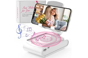 GLOPUS Gifts for Women Men, Cell Phone Stand With Wireless Bluetooth Speaker, Unique Gifts for Women Wife Mom Gifts for Christmas, Stocking Stuffers for Women Adults Mom, White Elephant Gifts for Adults
