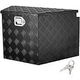 VEVOR Trailer Tongue Box, Aluminum Alloy Diamond Plate Tongue Box Tool Chest, Heavy Duty Trailer Box Storage with Lock and Ke