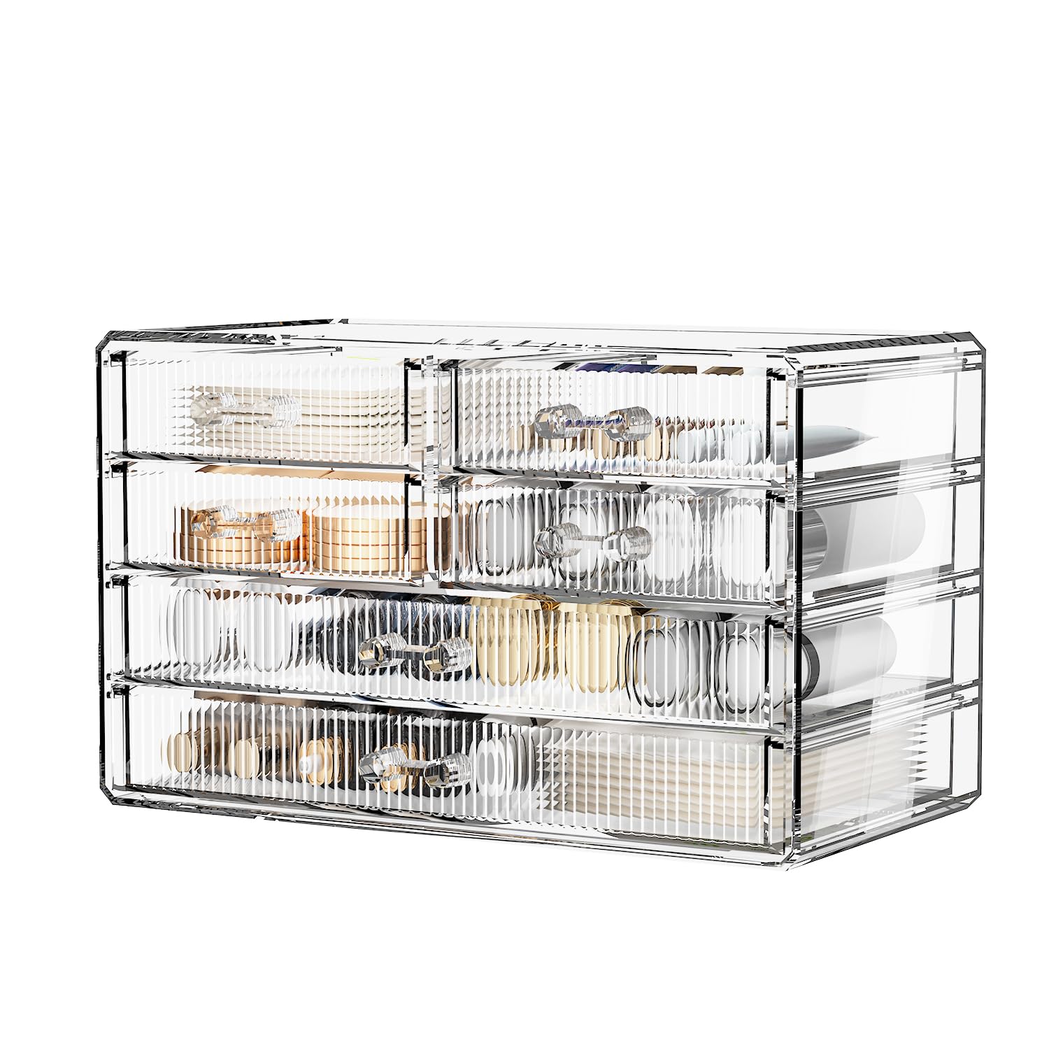 Photo 1 of ZHIAI Stackable Storage Drawers, Acrylic Bathroom Counter Organizer Clear Makeup Organizers for Vanity, Kitchen Cabinets, Bathroom, Undersink, Home Organization and Storage (6 Drawers, Pattern F)