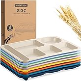 Pinkunn 8 Pcs Large 14 Inch Wheat Straw Divided Plates Unbreakable Divided Dinnerware Set Microwave & Dishwasher Safe Lunch Tray Lightweight Plates (Bright Color)